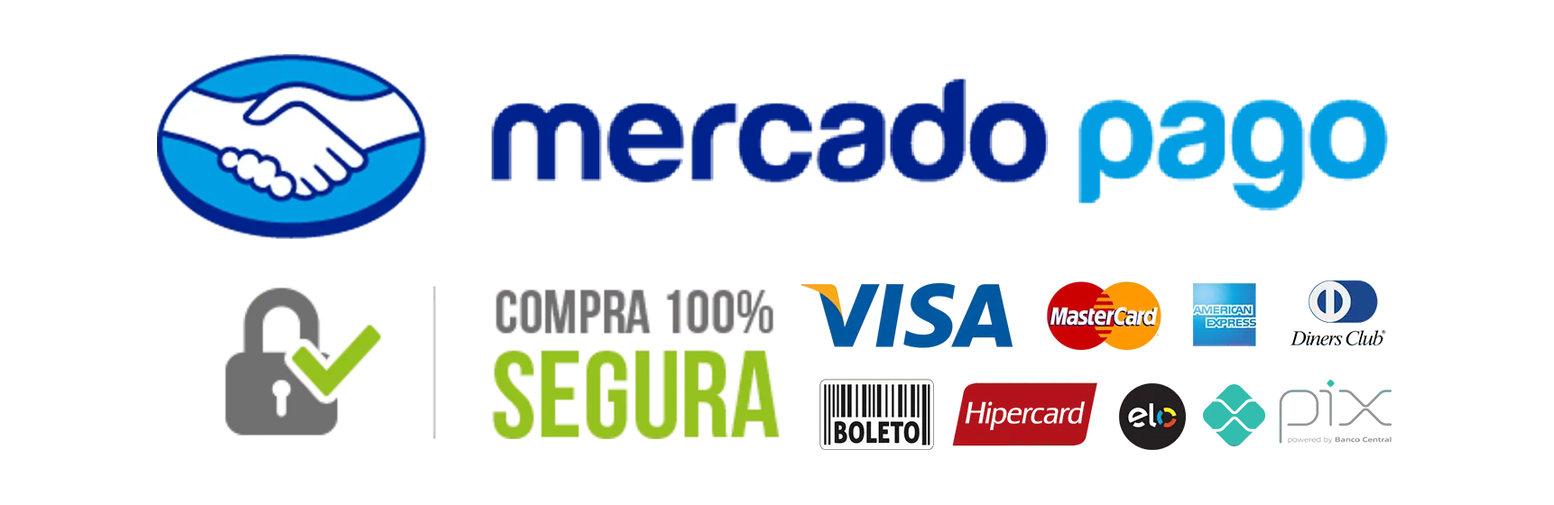 Compra 100% Segura, Certificado SSL, Mercado Pago, Satisfação Garantida, Privacidade Protegida