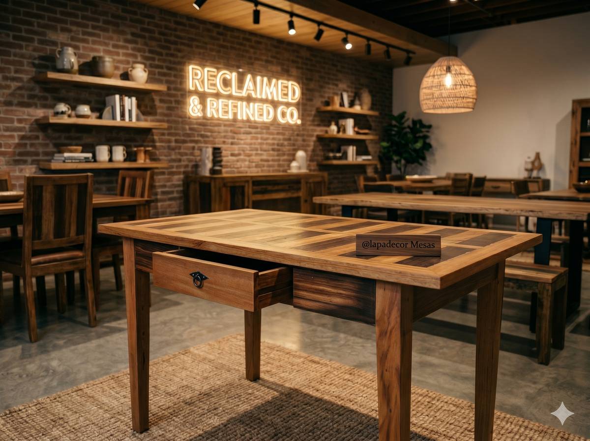 Mesa rústica de madeira de demolição maciça - Lapa Decor Rio de Janeiro